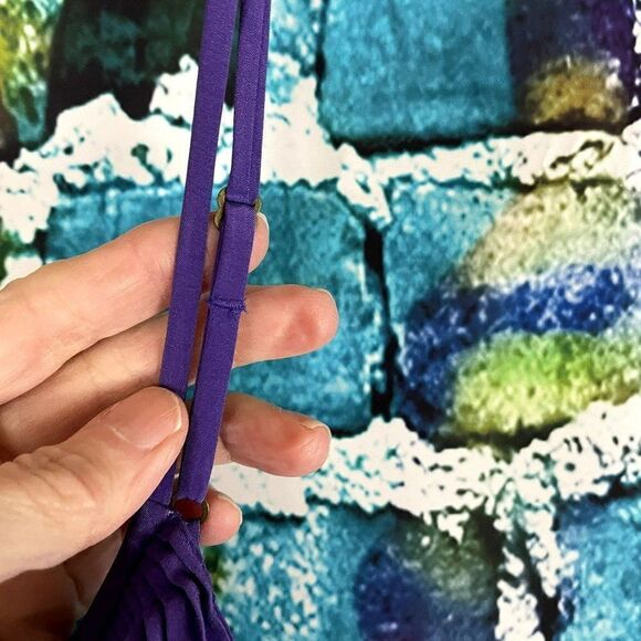 Tibi Purple 100% Silk V-Neck Ruffle Spaghetti Strap Dress 10 - Picture 6 of 11